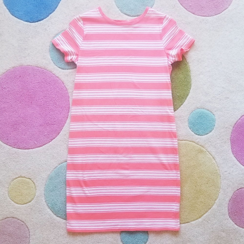 Coral Stripe T-Shirt Dress